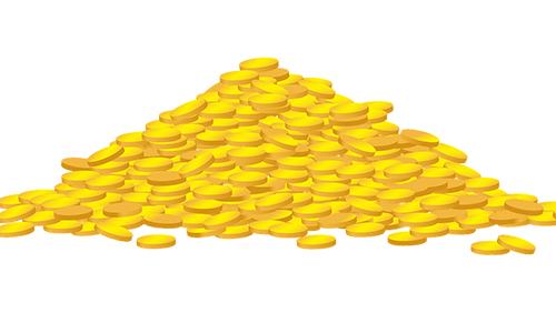 En illustrerad bild på en hög med mynt
